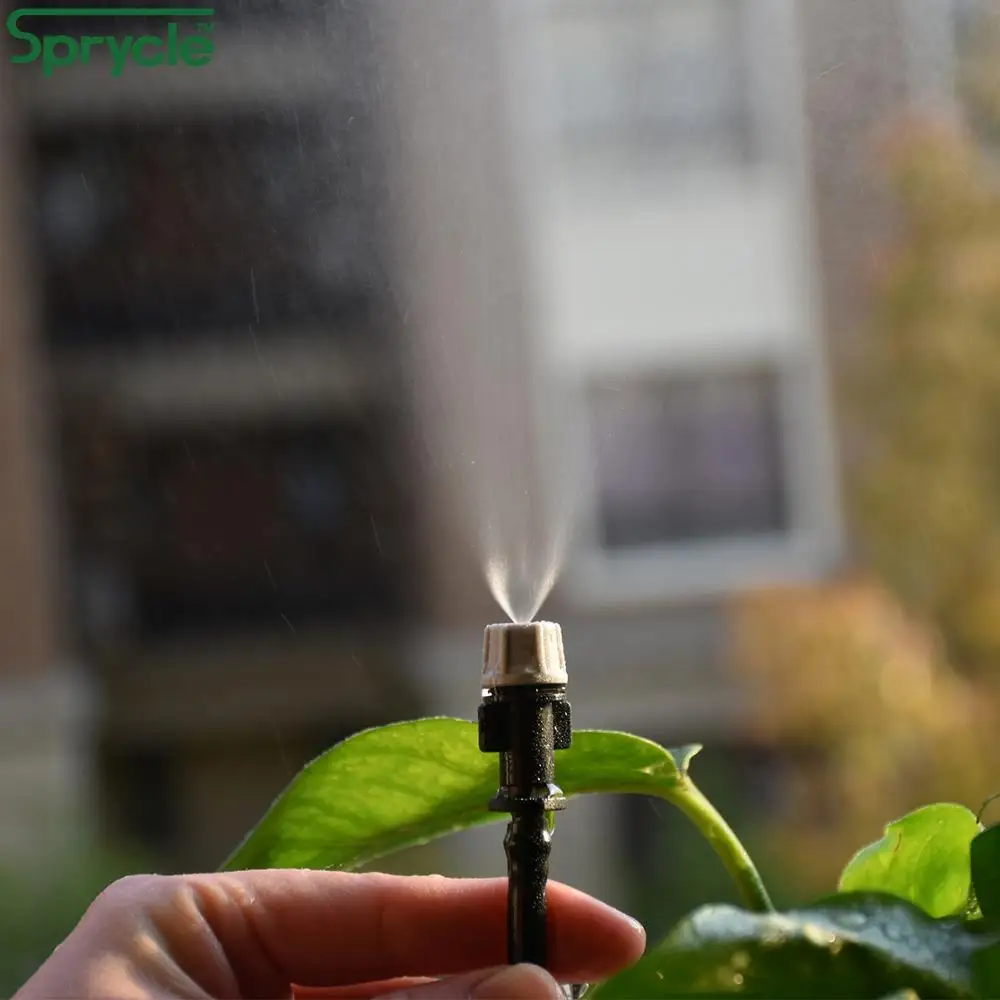 SPRYCLE 20PCS Adjustable Garden Drip Irrigation Misting Nozzles Dripper Watering Sprayer Atomizing Sprinkler 4/7mm Tee Connector