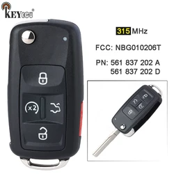 KEYECU 315MHz ID48 Chip 561 837 202 A / 561837202D Remote Key Fob for Volkswagen Golf Beetle Jetta Passat R32 Eos GTI Rabbit CC