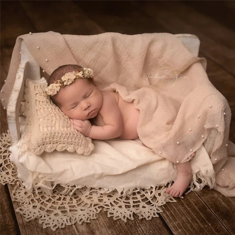 Newborn Baby Photography Props Round Lace Blanket Pillow 2pcs Set Inelastic Embroidery Lace Pads Retro Tablecloth Photo Backdrop