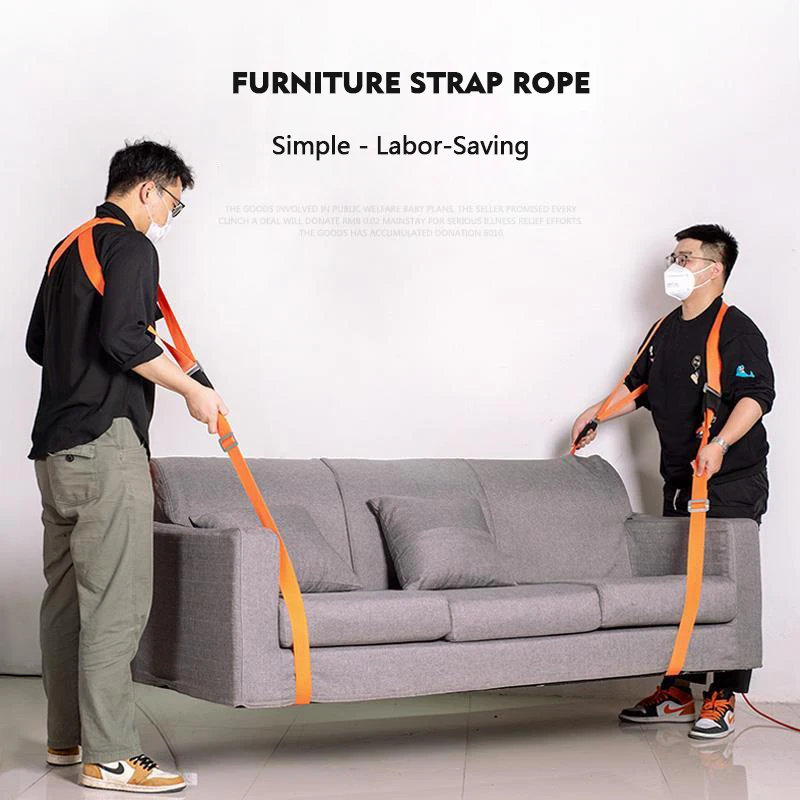 New Useful Lifting Moving Strap Furniture Transport Belt In Shoulder Straps Team Straps Mover Easier Conveying Storage Orange