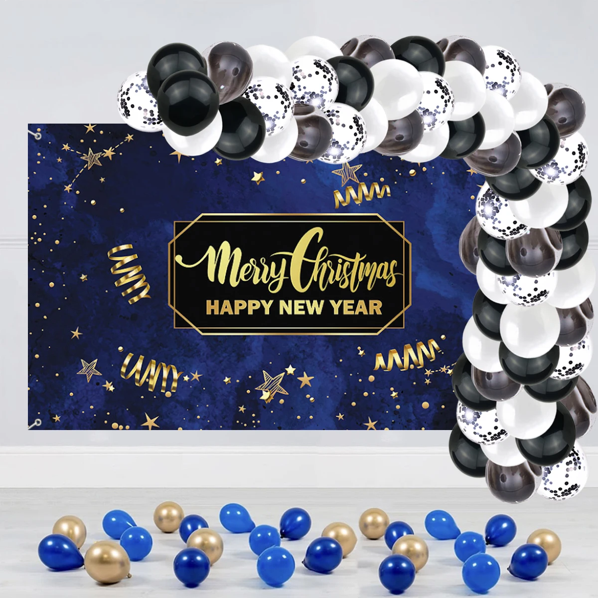 100PCS Blue Gold Agate Metallic Balloons Arch Kit Wedding Birthday Party Latex Gender Reveal Confetti Garland Decor Balaos