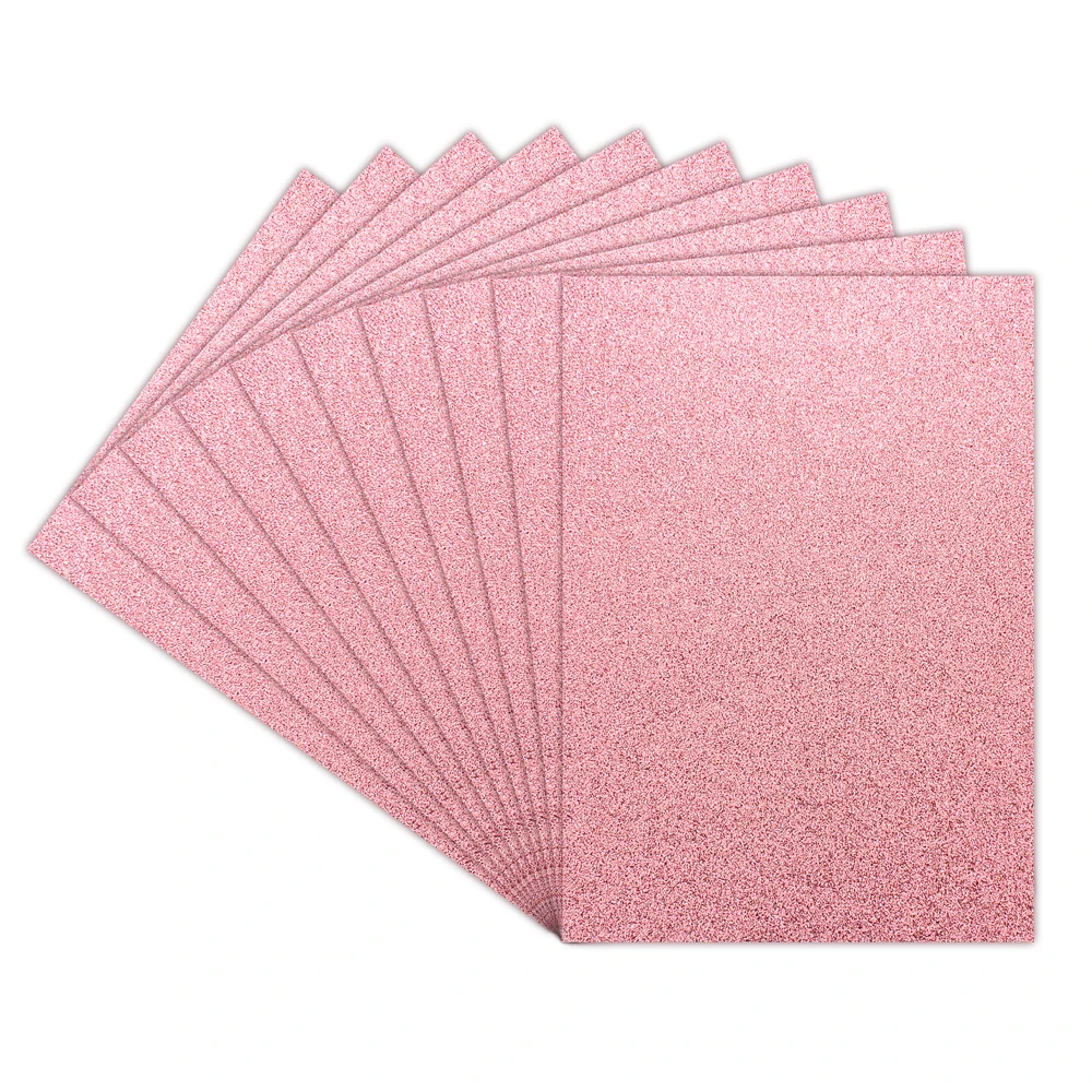 Shiny Pink Glitter Cardstock Paper, 10 Sheets A4 Single Sided Sparkle Card Stock for Crafts (8*12inch)