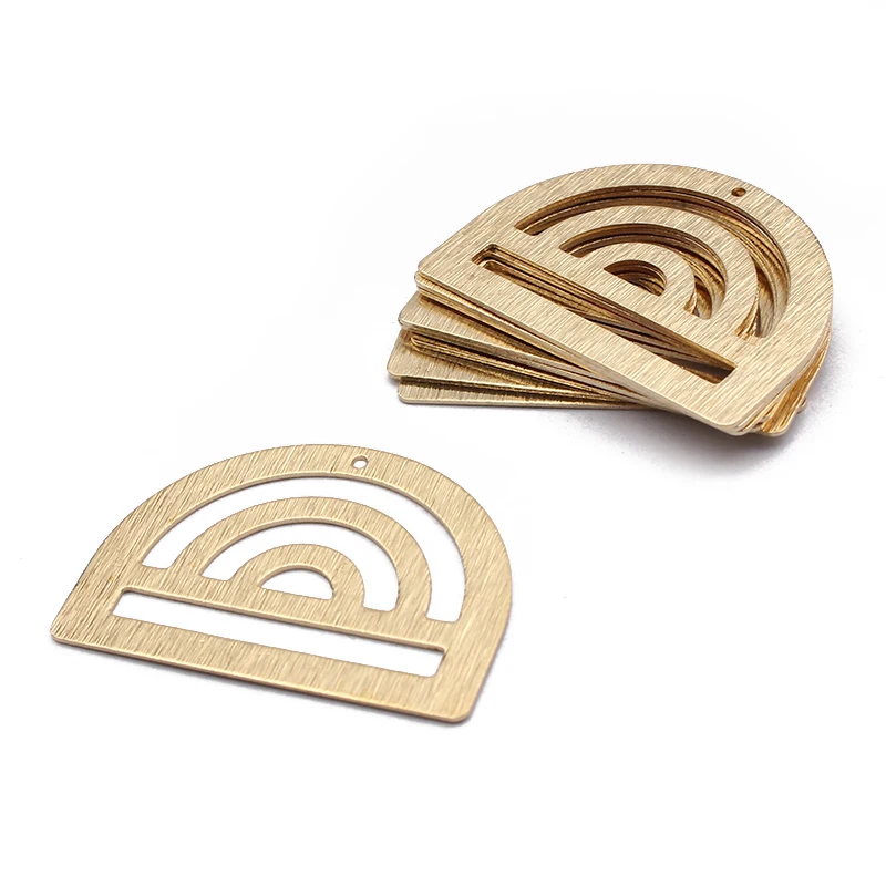 

10pcs/lot Brass Texture Semicircle Charms Geometric Hollow Half Round Pendant For DIY Handmade Earrings Necklace Jewelry Making