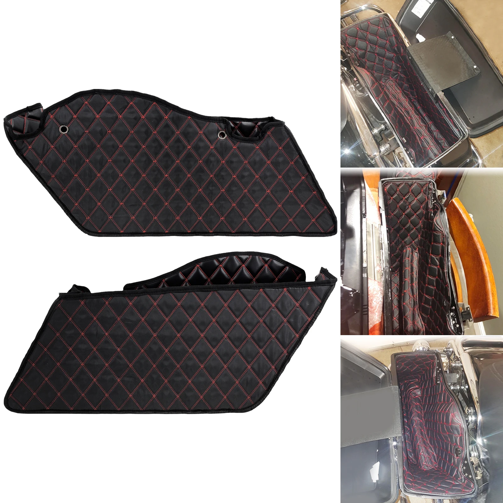 2XMotorcycle Saddlebag Insert Carpet Liner Thread Extended Bags For Harley Touring 2014-2020 2021 Road King Ultra Street Glide