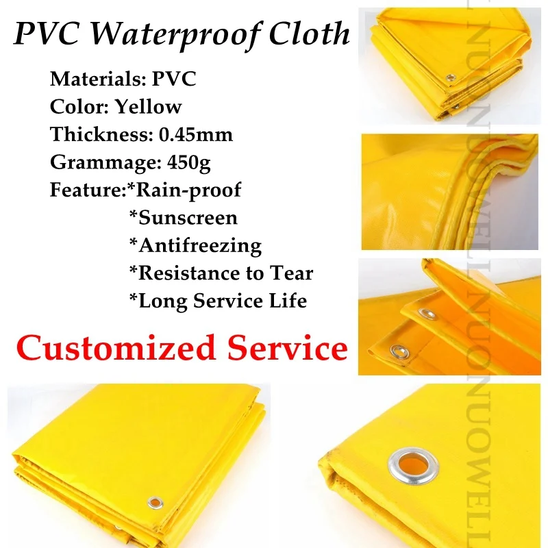 

Customize Size 0.45mm Yellow Thicken PVC Tarpaulin Rainproof Double Sided Tarp Waterproof Truck Car Cover Balcony Sunshade Cloth