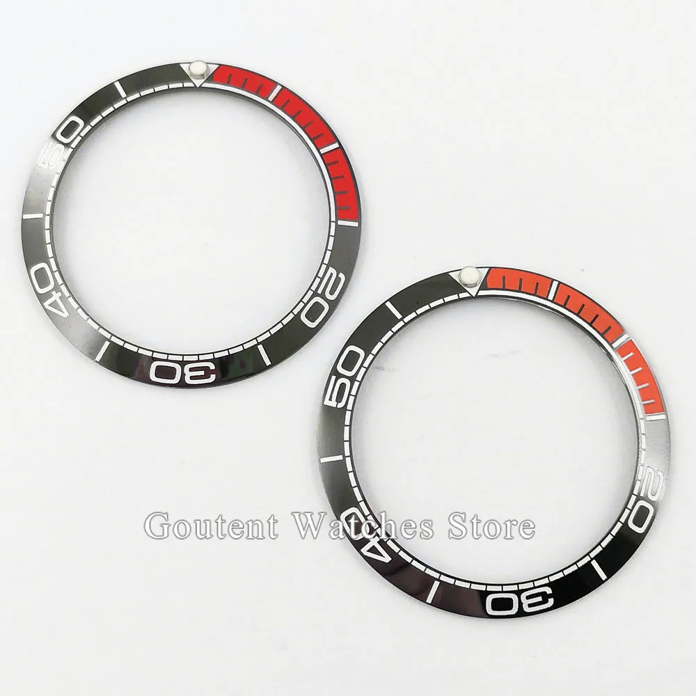 Goutent High Quality Watch Bezel 38mm Black Red/Orange Ceramic Bezel Insert Fit 40mm parnis Automatic Watch