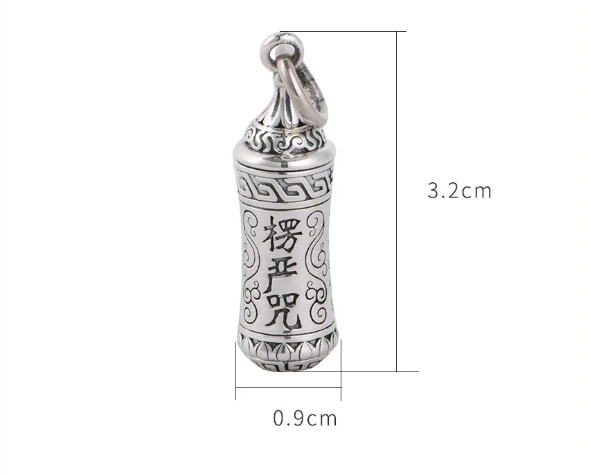 Real 990 Silver Tibetan Shurangama Mantra Gau Pendant vintage pure silver Buddhist Lengyan Zhou Prayer Box Amulet Pendant