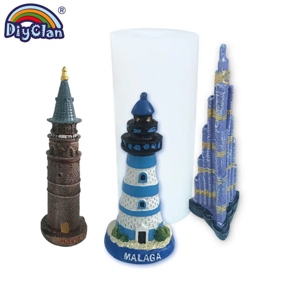 3D Sightseeing Tower Lighthouse Silicone Mold DIY Candle Plaster Resin Handmade Making Mould Building Decoration Ornament