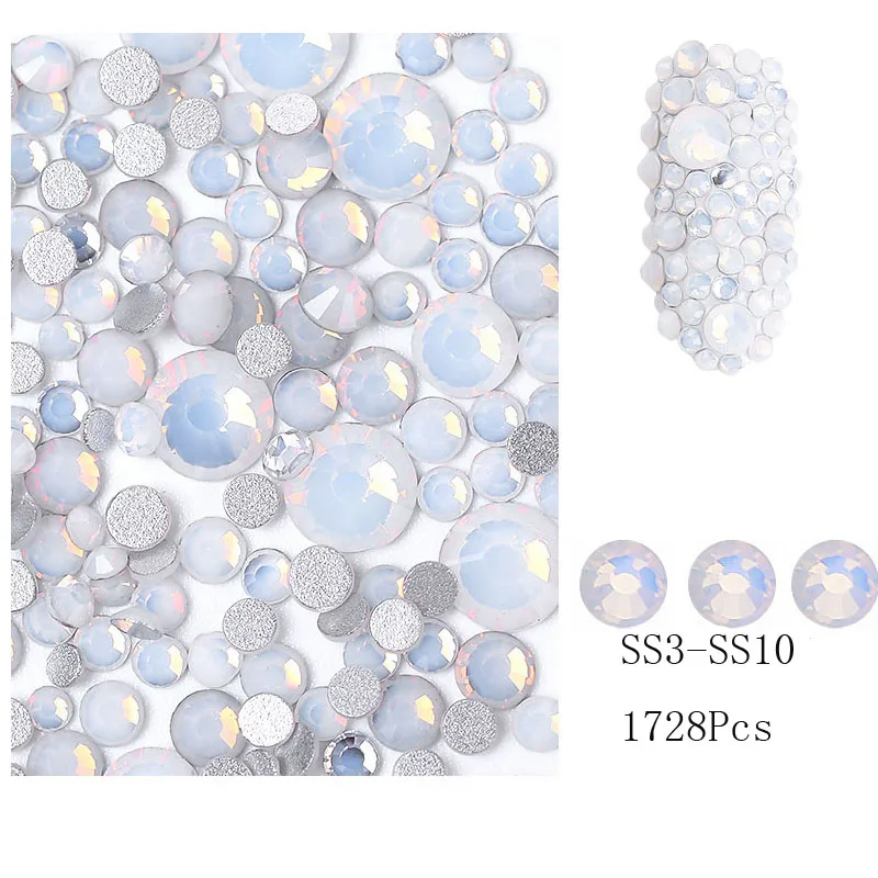 350Pcs Mix opale Crystal Nail Art strass 3d Charm Glass Flatback Non Hotfix decorazioni adesive per gioielli per unghie fai da te