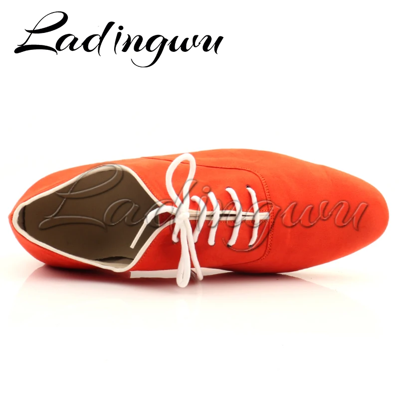 Ladingwu New Modern Men\'s Soft Bottom Ballroom Dance Shoes Red suede Men Latin Dance Shoes Modern Latin Dance Shoes