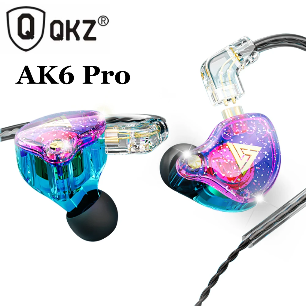 QKZ AK6 Pro Wired Headphones with Microphone Copper Driver HiFi Earphone Musician Detachable Cable Stereo Headset Gamer fone