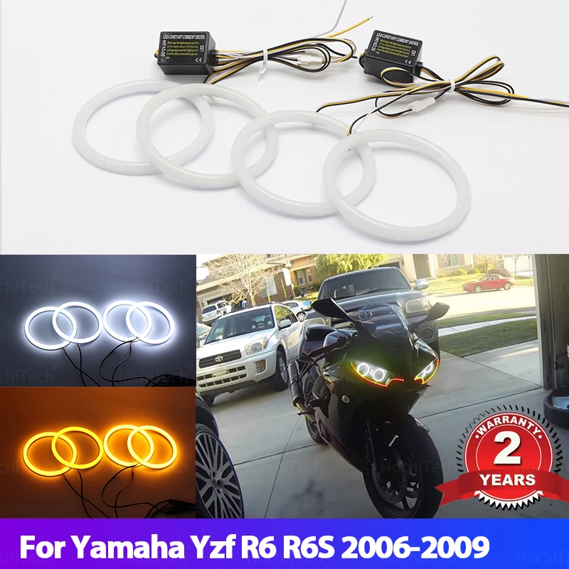 For Yamaha Yzf R6 2003-2005 R6S 2006-2009 Car Styling Milk White Light SMD LED Angel Eyes Ring Kit Turn Signal Light