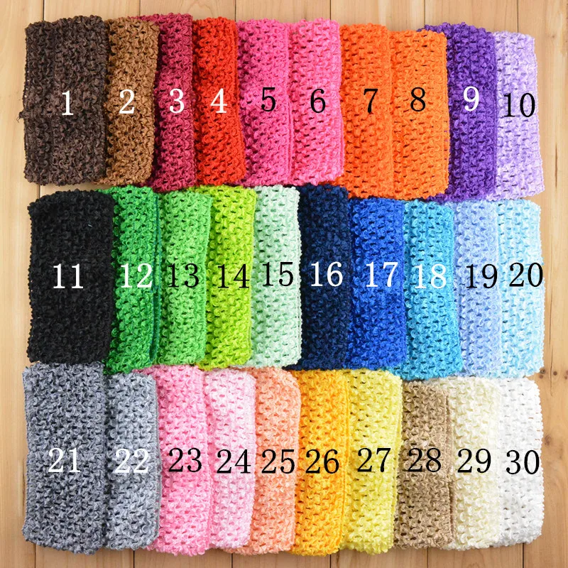 Colorful baby 7cm elastic crochet headbands hair bands kids waffle string knit hairbow headwear girls hair accessories 300pcs