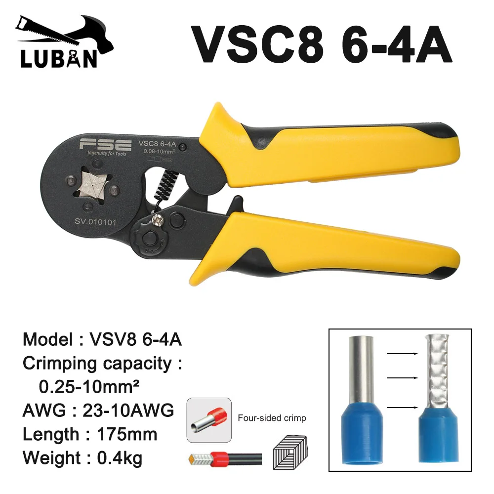 Vsc8-調整可能な正方形のチューブ,アルミニウム合金の圧着,6-4a 0.08-10mm2 26-7awg 6-6 6-6a