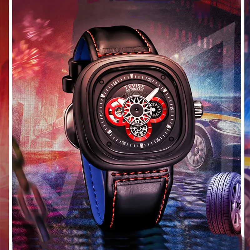 

2021 Fully Automatic Mechanical Movement Men Watch Fashion Top Brand Luxury Leather Strap Trendy Sports Watch Relogio Masculino