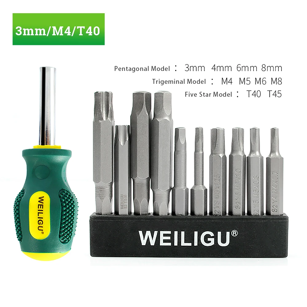 

1 Набор/10 шт. насадок для шуруповерта электрической дрели 5-точечный/с треугольным приводом S2 3 4 5 6 8 мм T40 T45 магнитный шестигранный S1/4 ремонт с ручкой