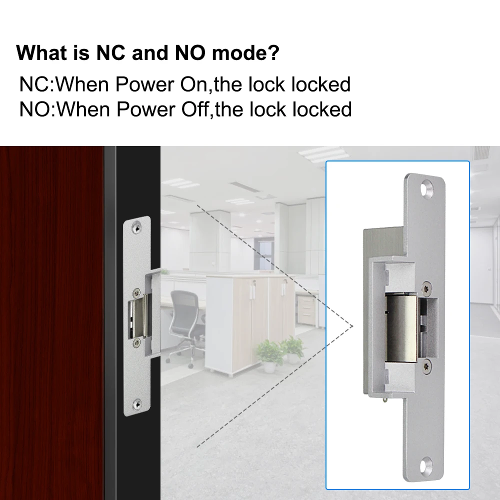 Fail Safe Electric Strike Lock NC / NO 12V DC Fail Secure Electronic Door Locks Mortise Lock for Access Control Entry System