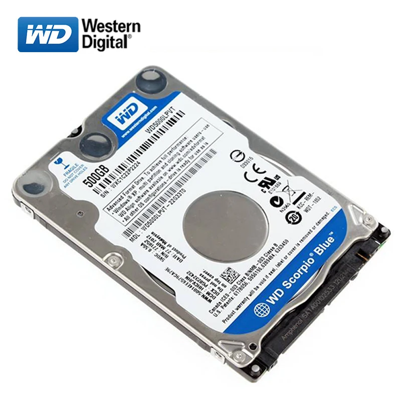 Оригинальный разобранный б/у жесткий диск для бренда WD 500 Гб 2,5 дюйма HDD SATA 8-16 м 5400-7200 об/мин внутренний синий диск для ноутбука