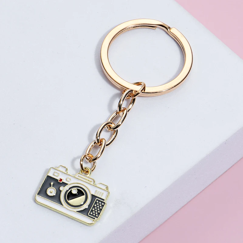 Camera Keychain Photo Tools Key Ring Enamel Key Chains Photography Gifts For Women Men DIY Car Hanging Jewelry Handmade