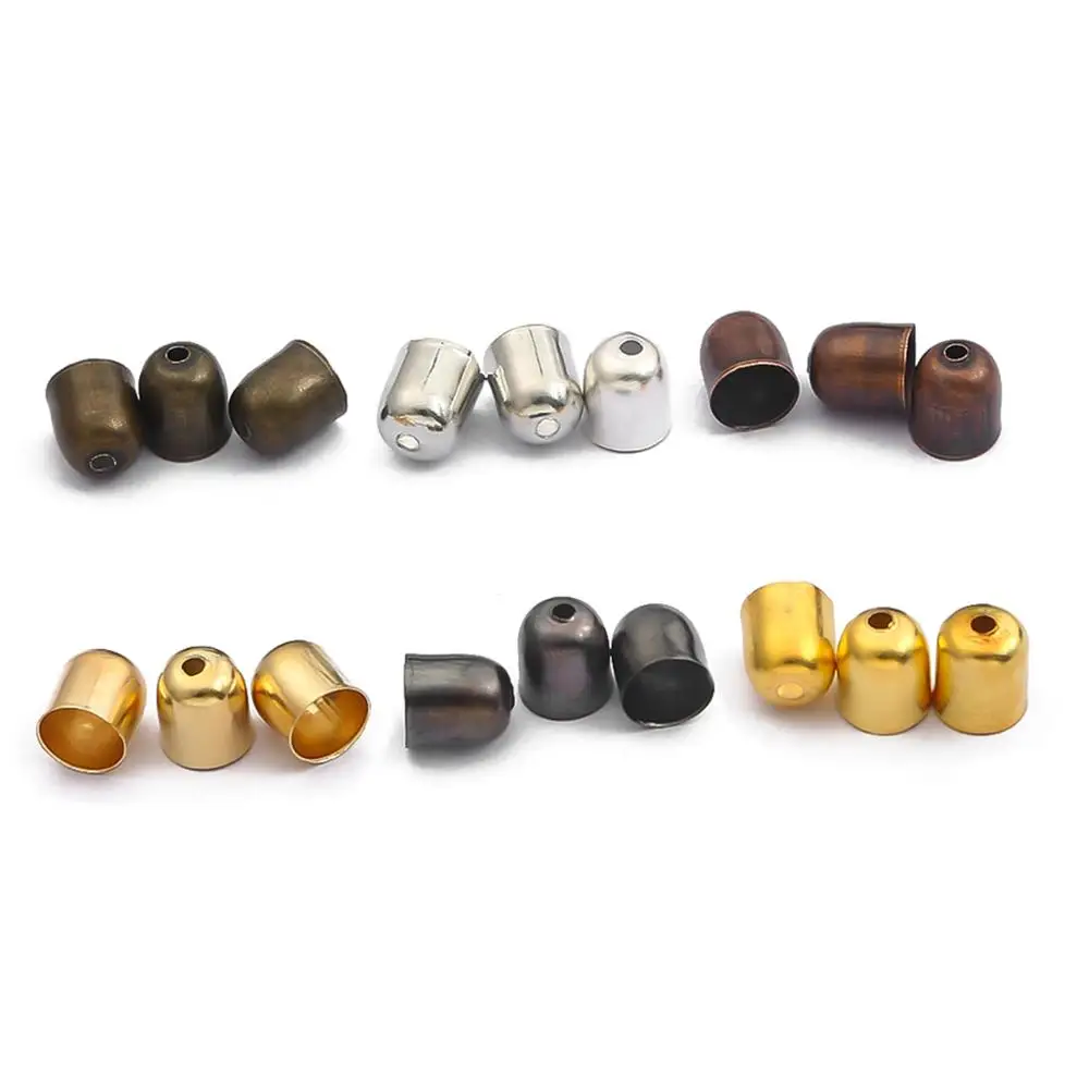 50-100pcs 3 4 5 7 8 10 mm Leather Cords Bracelets Buckle Finding End Tip Tassel Caps Crimp End Beads Caps For DIY Jewelry Making