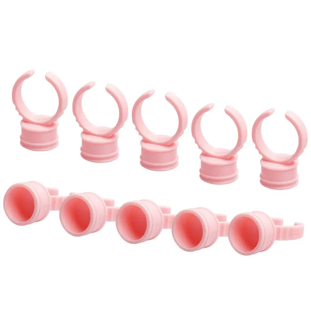 1000pcs Disposable Pink Plastic Tattoo Pigment Ring Ink Cups Holder Tools Eyelash Extension Glue Rings