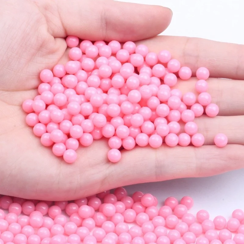 Acrylic non-porous round beads solid color solid plastic loose beads 3mm4mm5m DIY Christmas, wedding, clothing accessories