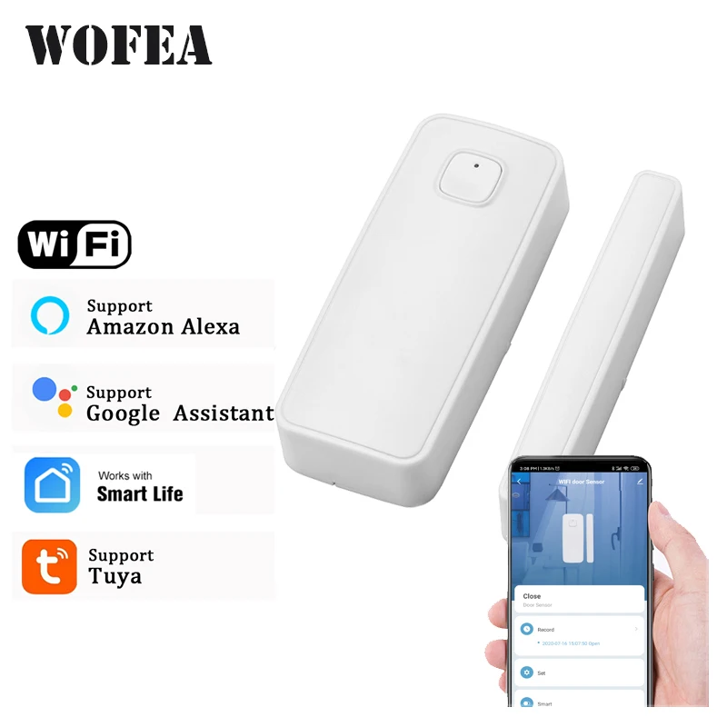 Tuya Smart Wifi Door Sensor Open / Close Detector App Notification Battery Operated Support Alexa Google Home No Need Hub