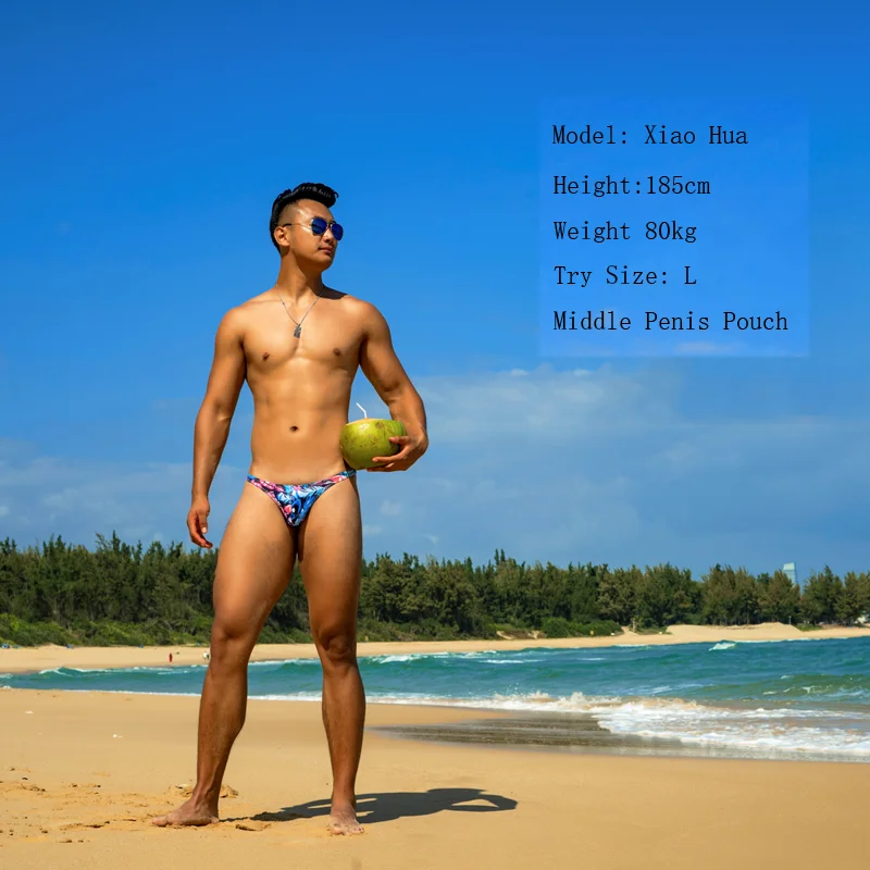 summer beach shorts hot half hip men\'s swimsuits bikinis swimming trunks sexy ultra-low waist gay men swimwear thong swim briefs