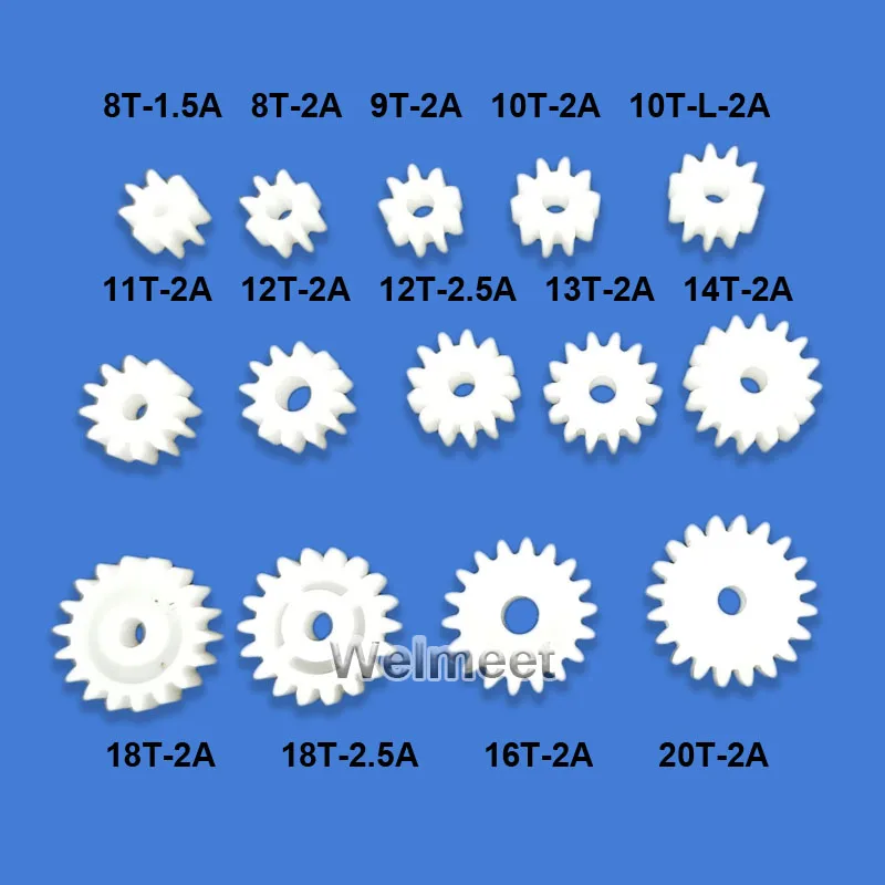 10PCS 8T 18T Teeth 0.5 Modulus 0.8/1.0/1.5/3.0mm Hole Spindle Plastic Gear Motor Shaft Reduction