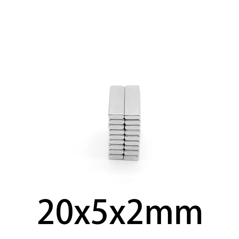 10 ~ 300 PCS 20x5x2mm 블록 슈퍼 강한 마그네틱 자석 20mm * 5mm * 2mm 영구 네오디뮴 직사각형 자석 20*5*2mm