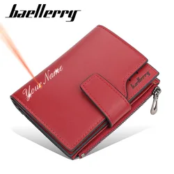 2024 New Women Wallets Name Customized Fashion Short PU Leather Quality Card Holder Classic Female Purse Zipper Wallet For Women