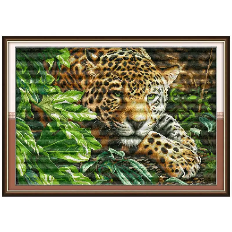 Leopard Patterns Counted Cross Stitch Set DIY 11CT 14CT 16CT Stamped DMC Cross-stitch Kit Embroidery Needlework Home Decor