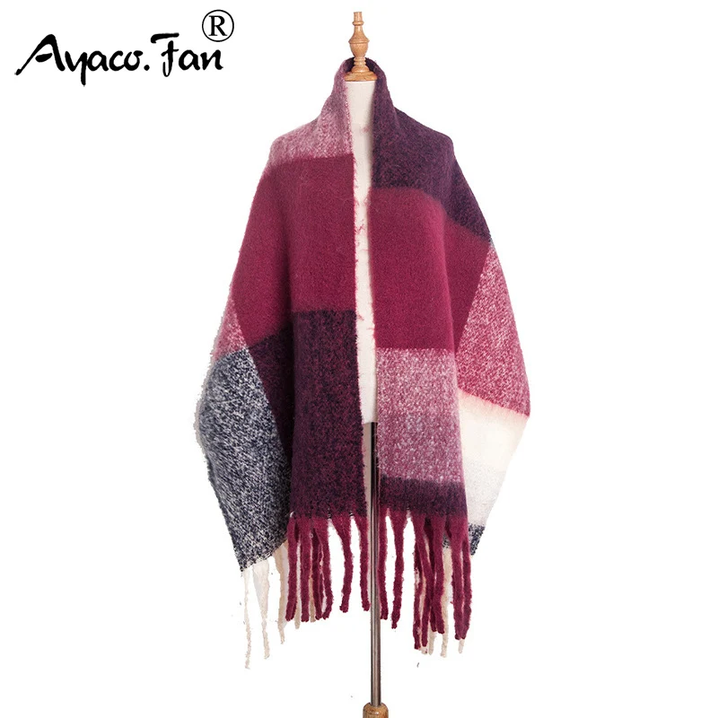 Cashmere Scarf 2019 Autumn Winter New Plaid Warm Women Scarves Wide Lattices Shawls Female pashmina Lady Blanket Wraps Tippet