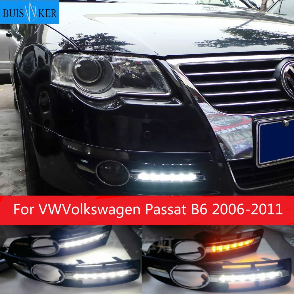 

For VWVolkswagen Passat B6 2006-2011 Super bright Waterproof car light DRL LED Daytime Running Lights with fog lamp hole