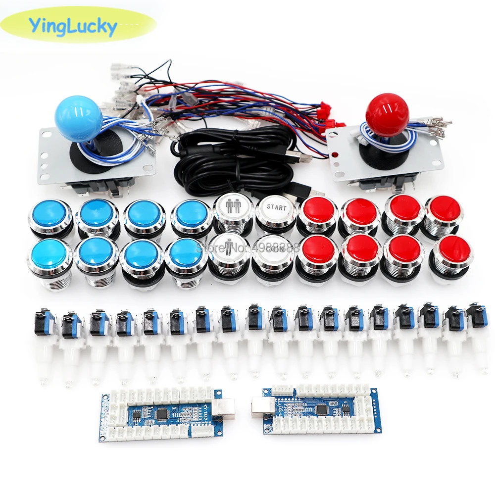 

copy sanwa joystick kit ps3 zero-delay encoder + LED button + joystick suitable for fighting the Xbox Raspberry Pi 3b arcade