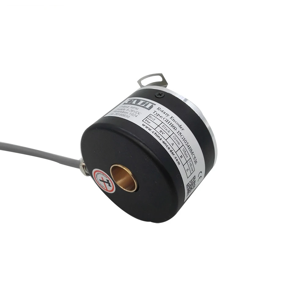 Độ Chính Xác Cao Hiệu Ứng Hall Cảm Biến GHH60-15G1024BMC526 Trục Rỗng Bộ Mã Hóa 15 Mm Khẩu Độ 1024ppr NPN Đầu Ra 5-26Vdc