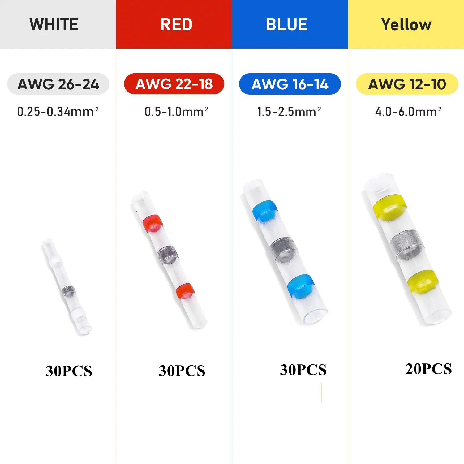 Solder Seal Wire Connectors Red Blue 22-18 AWG,Waterproof Heat Shrink Butt Connectors,Automotive Marine Electrical Terminals