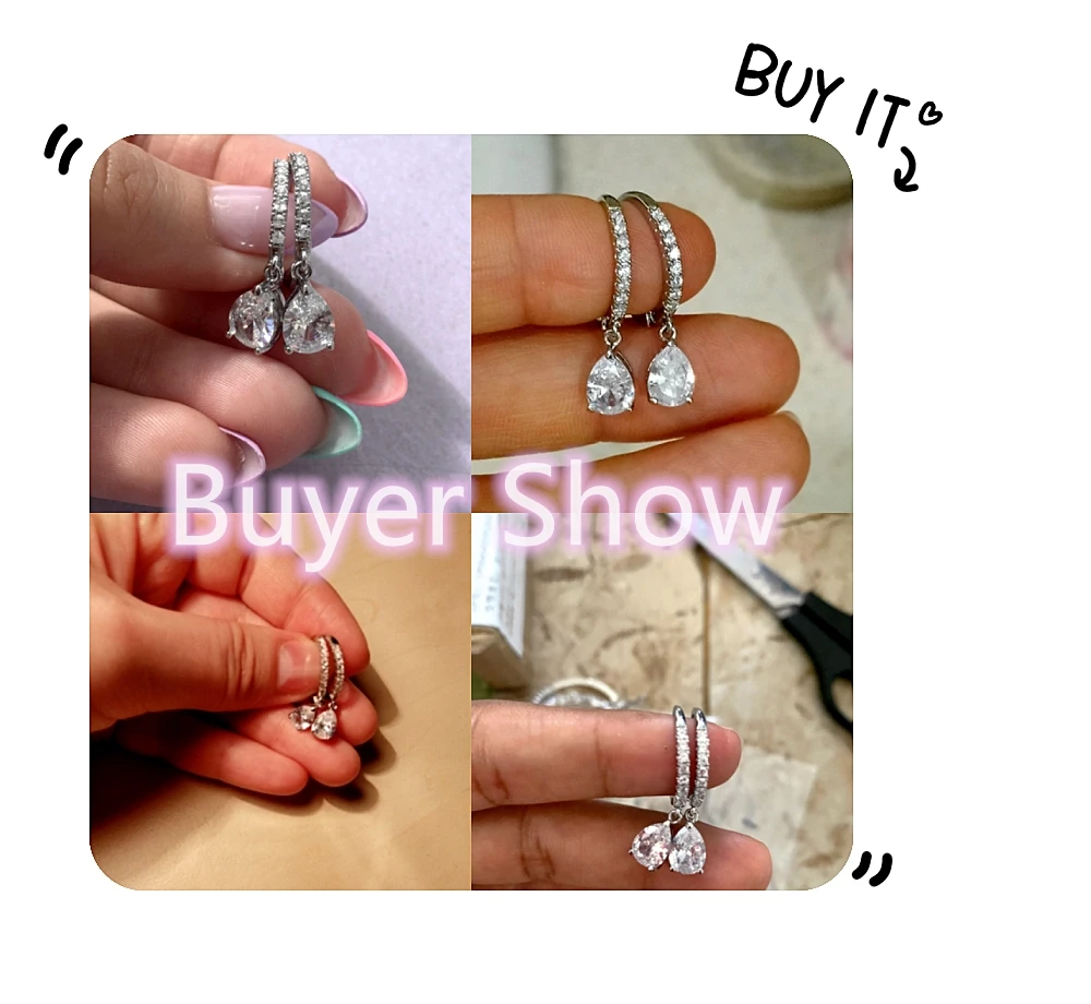 Huitan Delicate Pear CZ Drop Earrings Women Crystal Wysokiej jakości wszechstronny miły prezent Miłość Biżuteria modowa Codzienne kolczyki imprezowe — zdjęcie 5