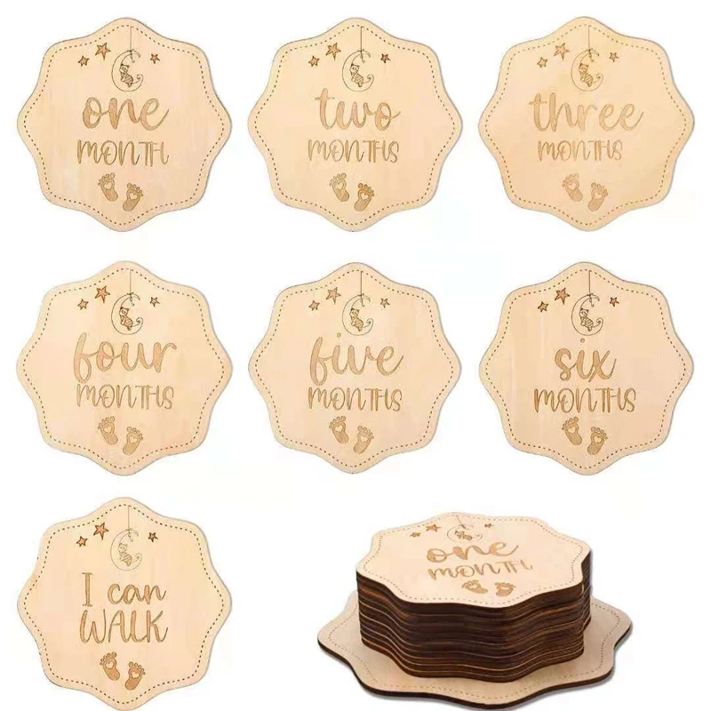 13 New Design Newborn Wooden Milestone Photo Props Announcement Cards Baby Monthly Milestone Baby Shower Souvenir Gifts