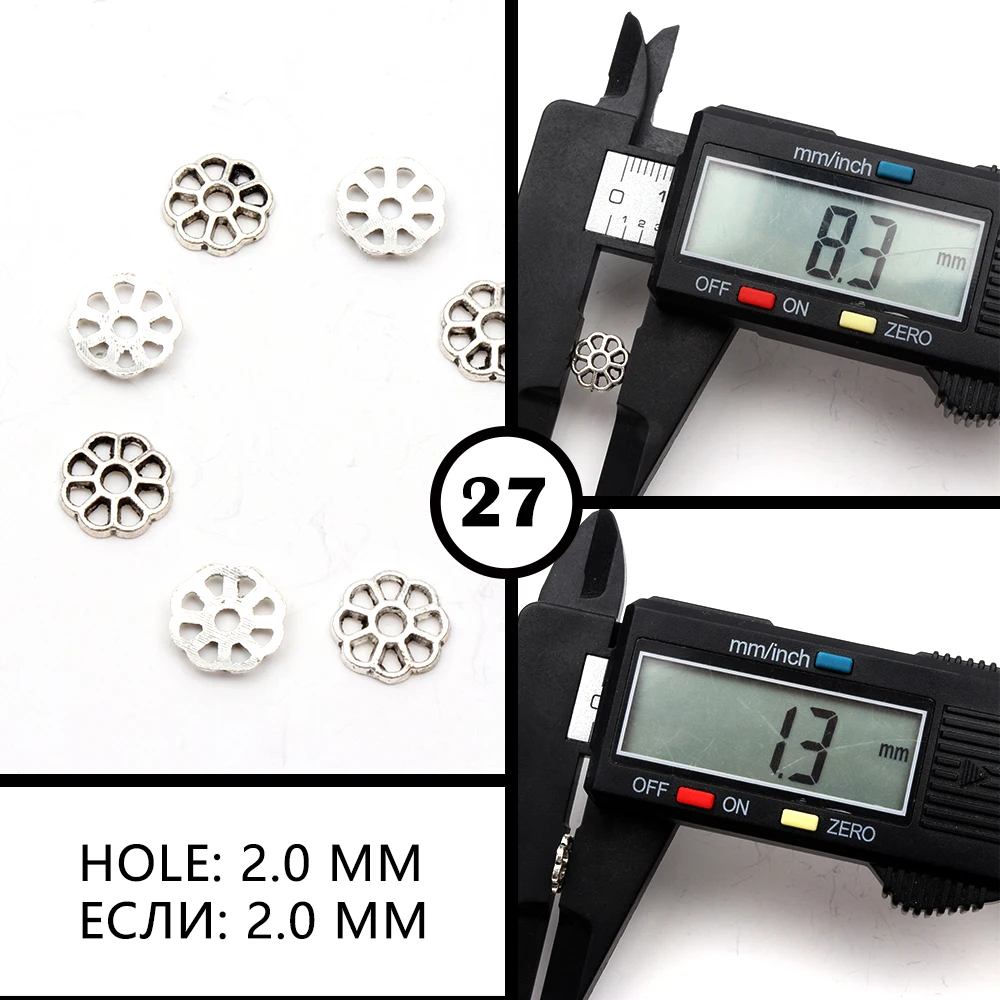 50 stücke Antike Kupfer Splitter Bronze Gold Runde Polygon Hohlen Form Metall Spacer Blume Perlen Kappen Für Schmuck Ketten, Der DIY – Detail 29