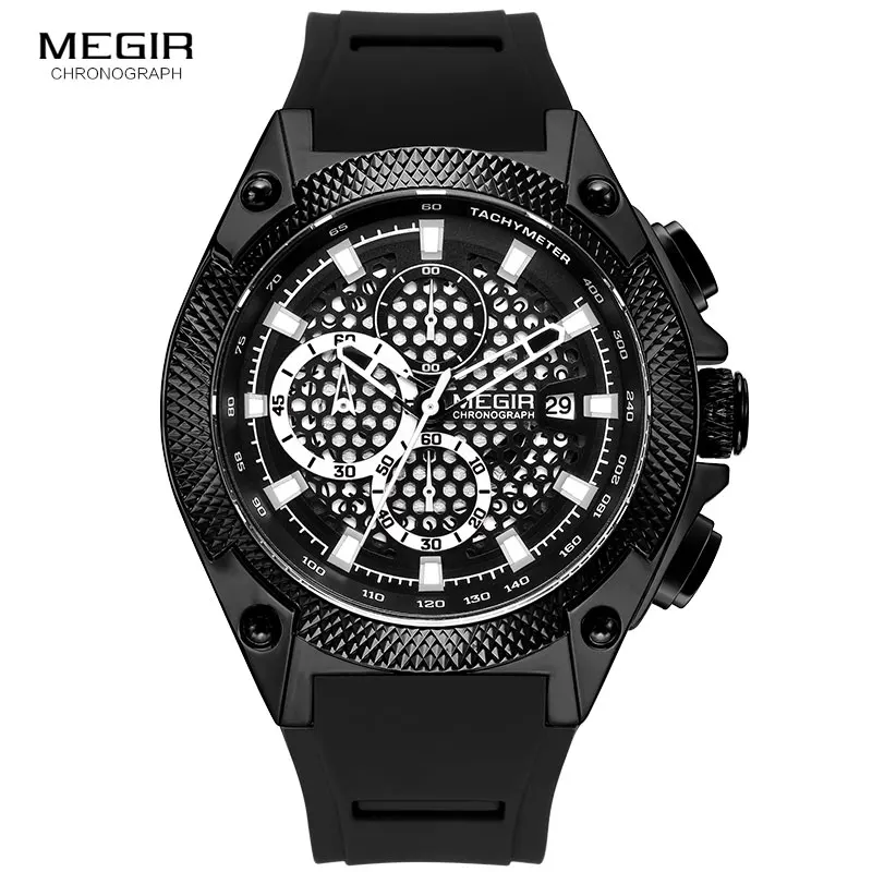 MEGIR Army Quartz Watches Men Top Brand Luxury Chronograph Watch Man Waterproof Sports Wristwatch Relogio Masculino Clock 2127