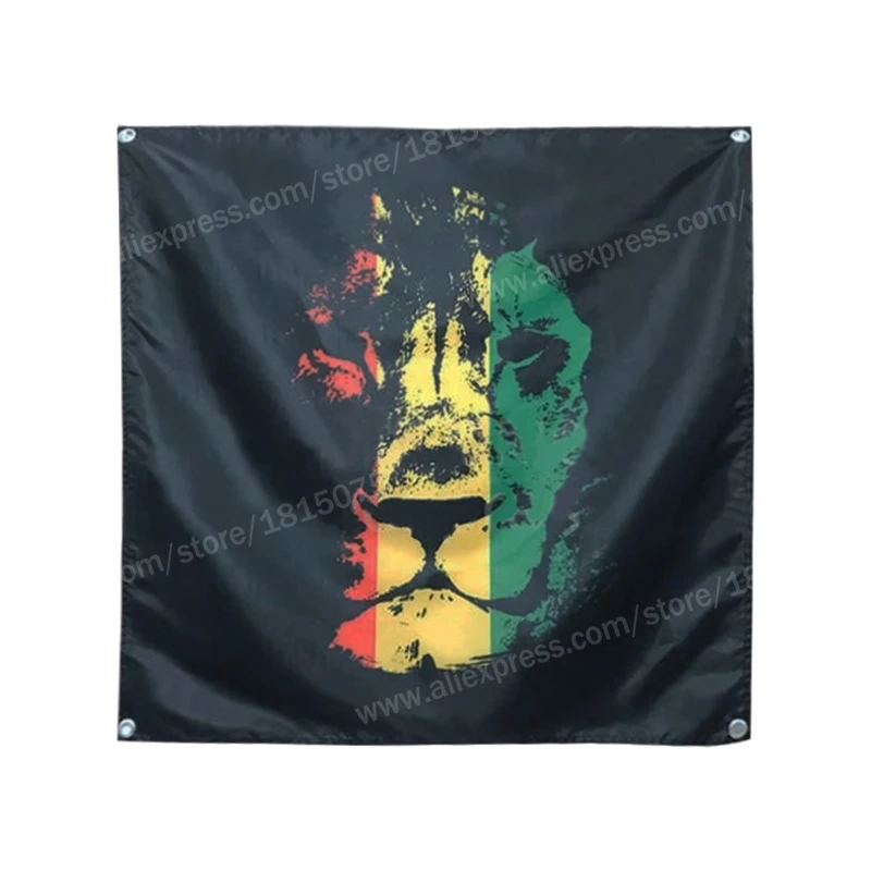Jamaica Lion Rasta Reggae Flag Banner Polyester 120* 120cm Hang On The Wall 4 Grommets Custom Flag Indoor Music Rock