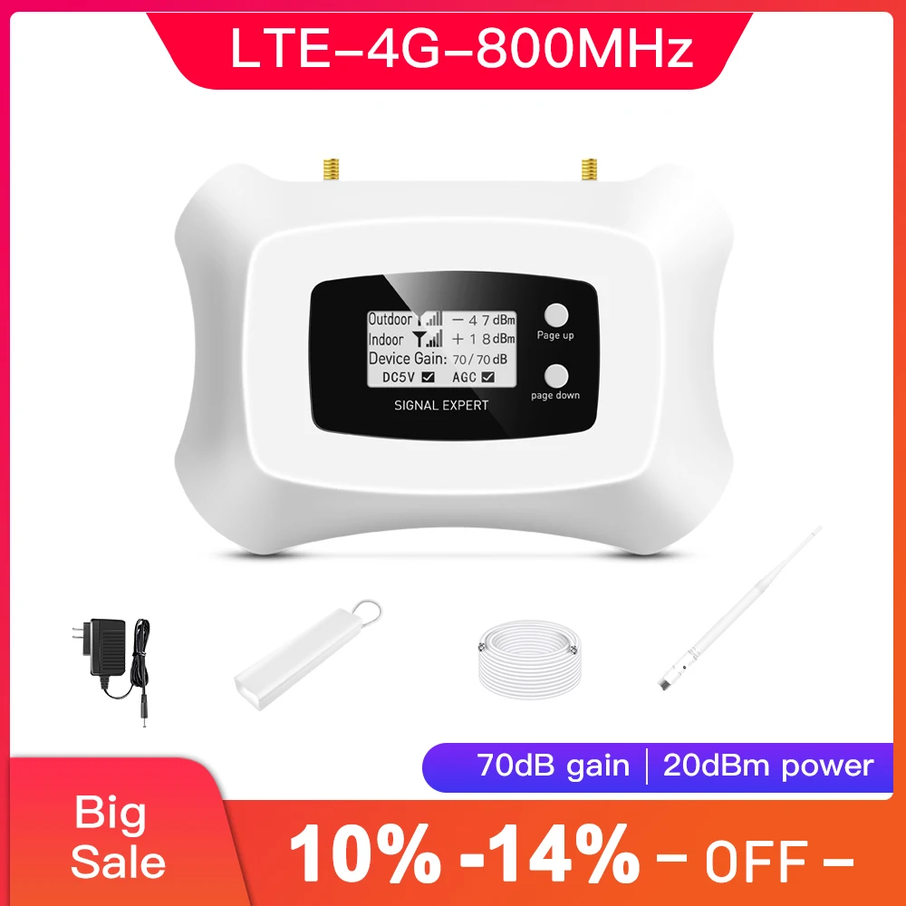 High Quality! LTE 4G 800MHz Signal Booster , 4G Mobile Phone Signal Repeater cellular signal  Amplifier LTE 4g repeater kit