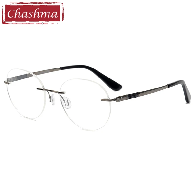 

Chashma Rimless Pure Titanium Frame Round Eyewear Men Quality Prescription Optical Glasses Spectacles Anti Blue Ray Lenses