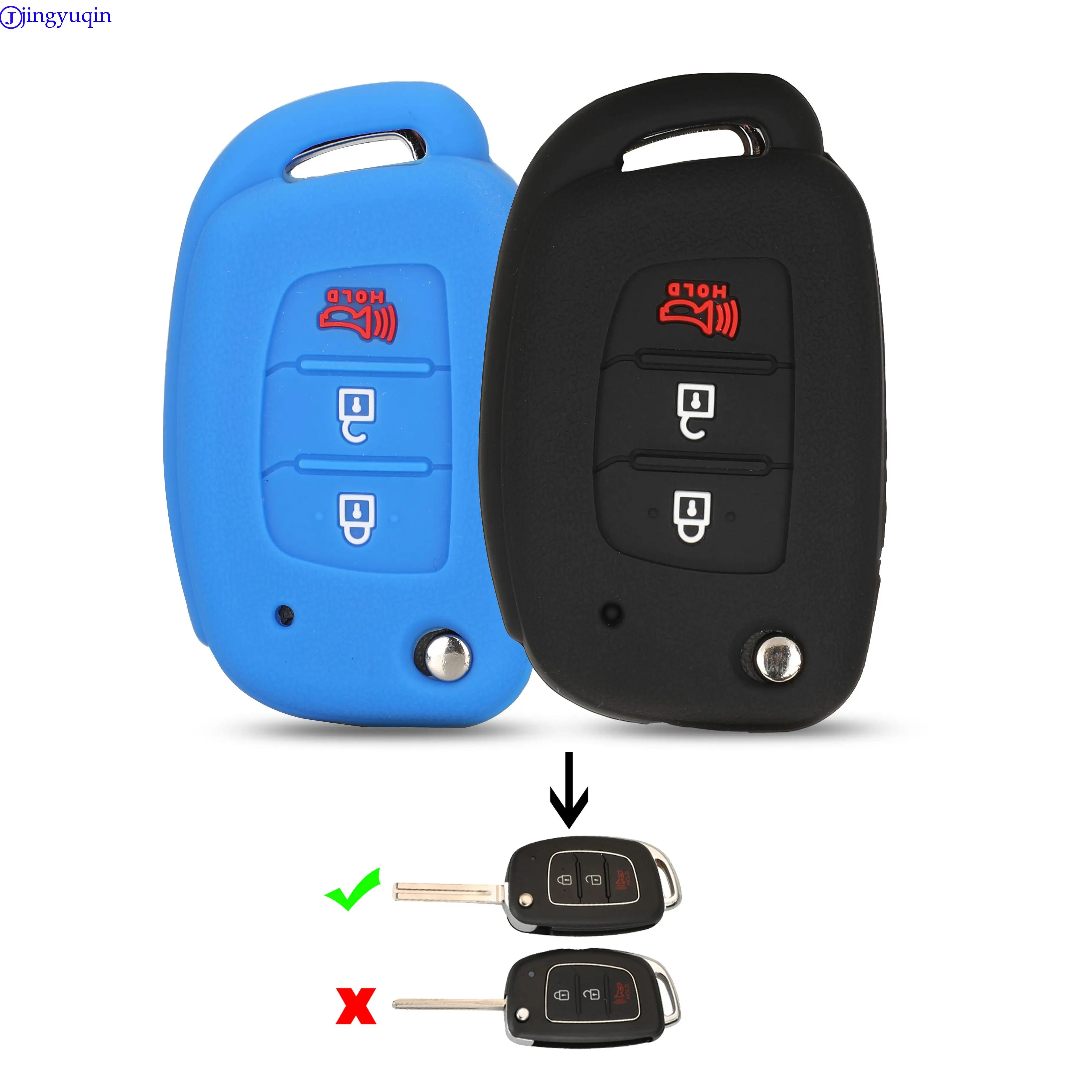 jingyuqin Silicone Remote Car Key Shell Case For Hyundai Solaris ix35 ix45 ELANTRA Santa Fe HB20 Verna 4 Buttons