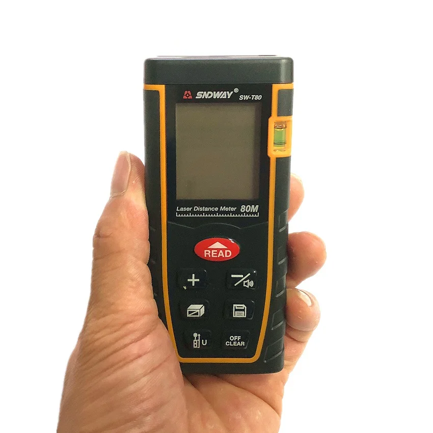 Laser Distance Meter SW-T80 80m 262ft Laser Bubble Level Range Finder Building Measure Tape Tester Tools Infrared Rangefinder