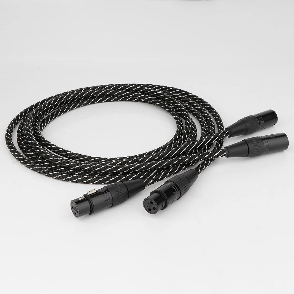 Par de Cable de interconexión de equilibrio de Audio Hifi XLR macho a xlr hembra con Cable de extensión XLR de enchufe chapado en oro