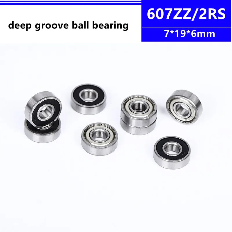 607ZZ 607-2RS 7*19*6 mm miniature ball bearing 607Z 607 -2Z 2RS 607RS 607 2RS deep groove ball bearing 7x19x6 mm