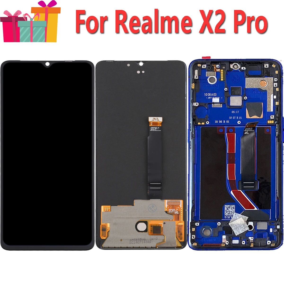 Original AMOLED Display For Realme X2 Pro LCD Touch Screen Replacement Digitizer Assembly 6.5