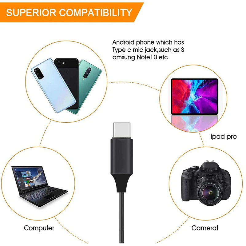 Mini Portable Type C Lavalier Lapel Microphone For Samsung Huawei Xiaomi Lavalier Clip-on Recording Microfono Type-C Microfone